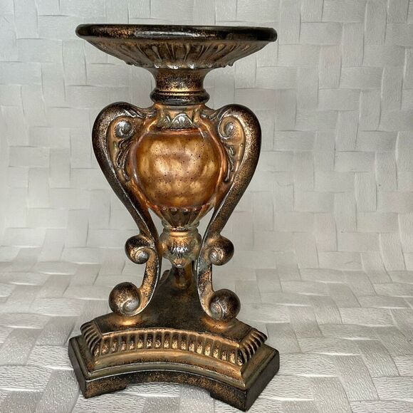 Vintage Antique Heavy Candlestick Holder 7 3/4” Tall Beautiful‎ Ornate - Picture 5 of 8